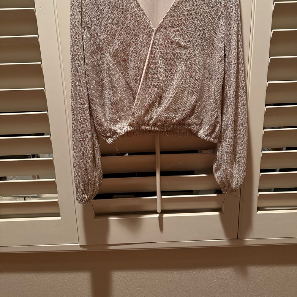 Elegant Silver Women's Top